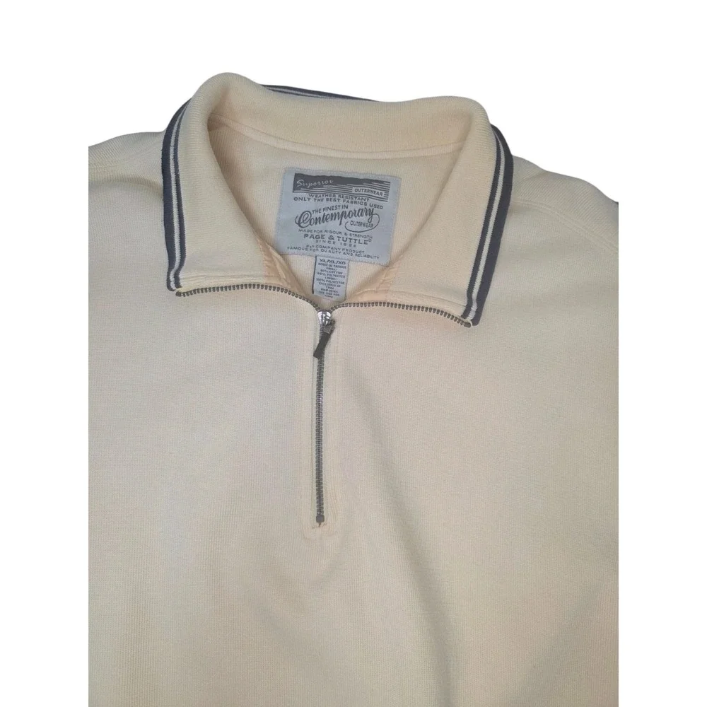 Page & Tuttle Mens XL 1/4 Zip Pullover Yellow Preppy Golf Country Club 90s